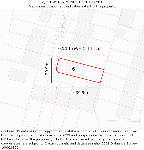 6, THE WEALD, CHISLEHURST, BR7 5DT: Plot and title map