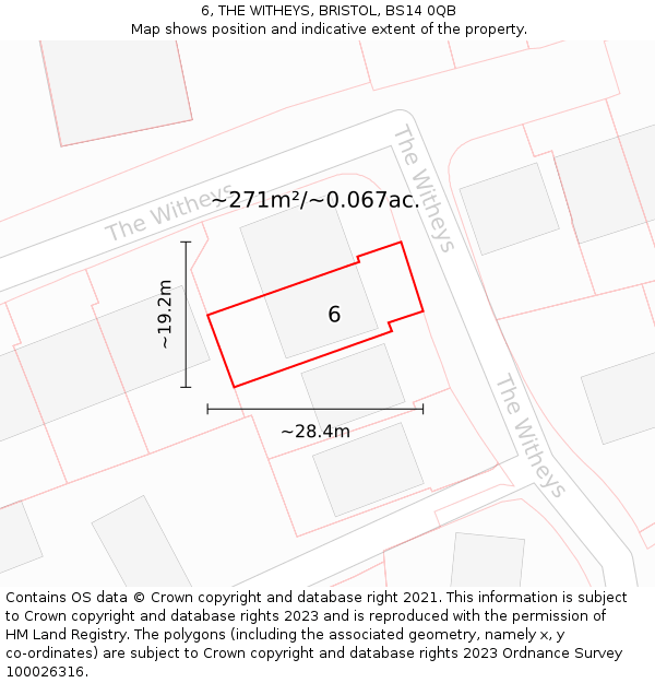 6, THE WITHEYS, BRISTOL, BS14 0QB: Plot and title map