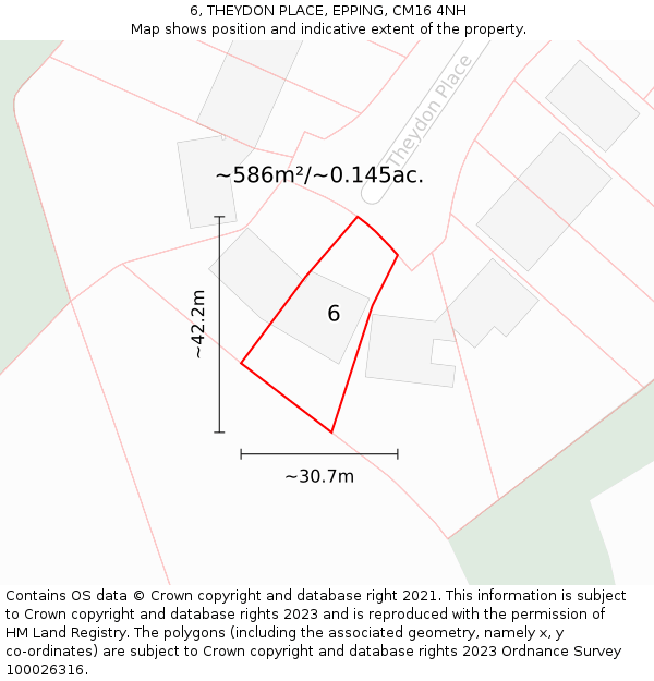6, THEYDON PLACE, EPPING, CM16 4NH: Plot and title map