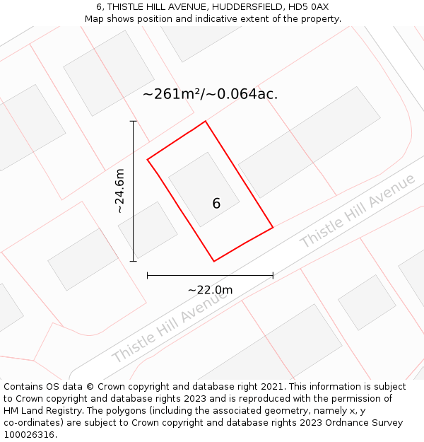 6, THISTLE HILL AVENUE, HUDDERSFIELD, HD5 0AX: Plot and title map