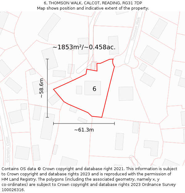6, THOMSON WALK, CALCOT, READING, RG31 7DP: Plot and title map