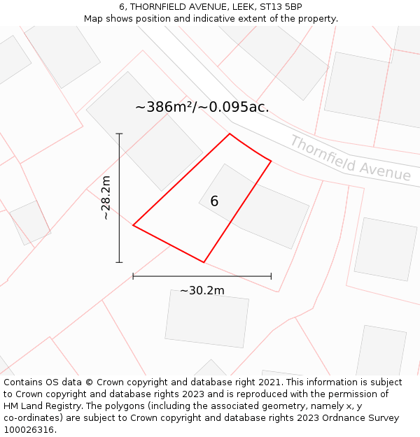 6, THORNFIELD AVENUE, LEEK, ST13 5BP: Plot and title map