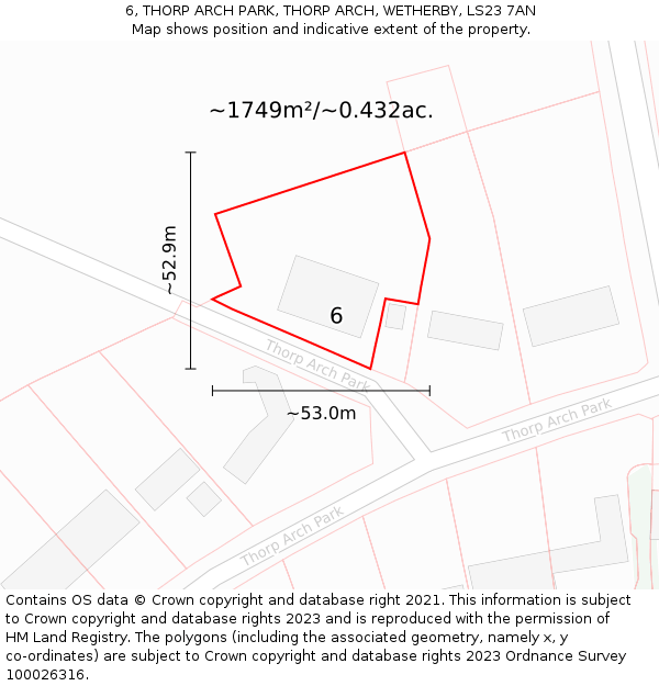 6, THORP ARCH PARK, THORP ARCH, WETHERBY, LS23 7AN: Plot and title map