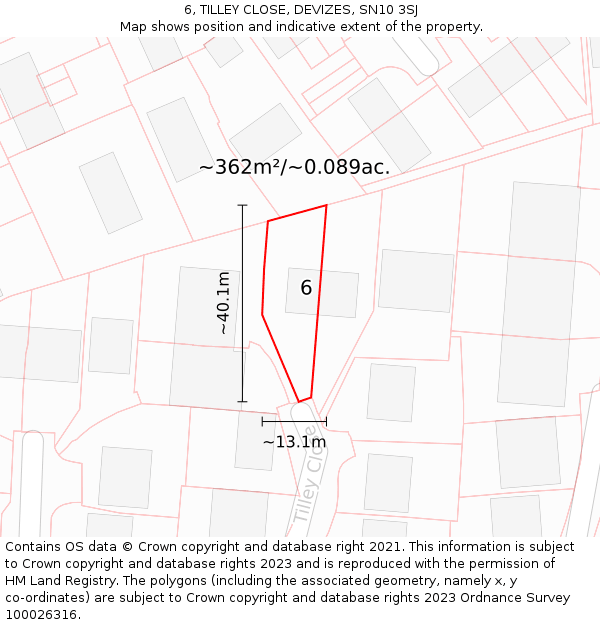 6, TILLEY CLOSE, DEVIZES, SN10 3SJ: Plot and title map