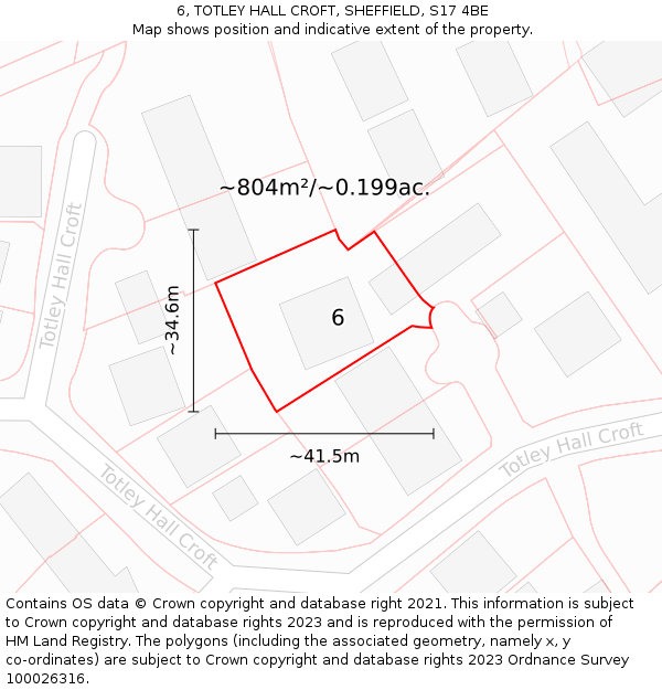 6, TOTLEY HALL CROFT, SHEFFIELD, S17 4BE: Plot and title map