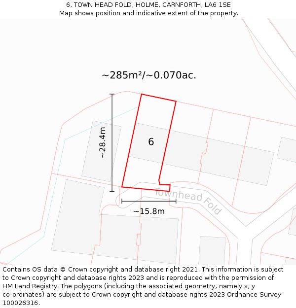 6, TOWN HEAD FOLD, HOLME, CARNFORTH, LA6 1SE: Plot and title map