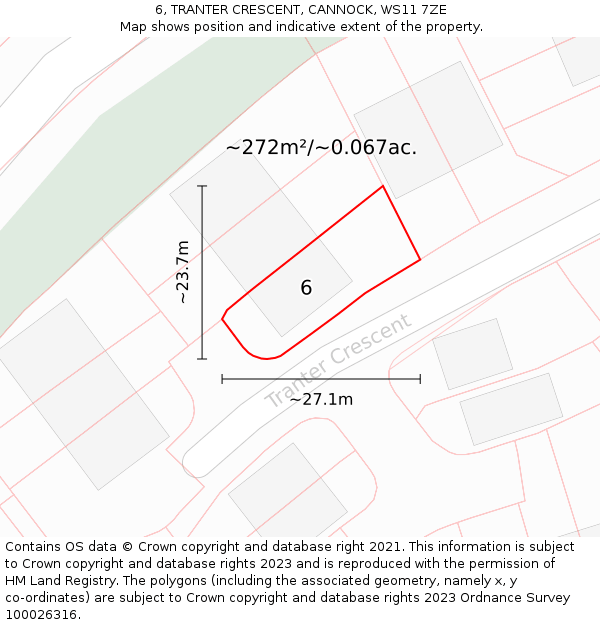 6, TRANTER CRESCENT, CANNOCK, WS11 7ZE: Plot and title map