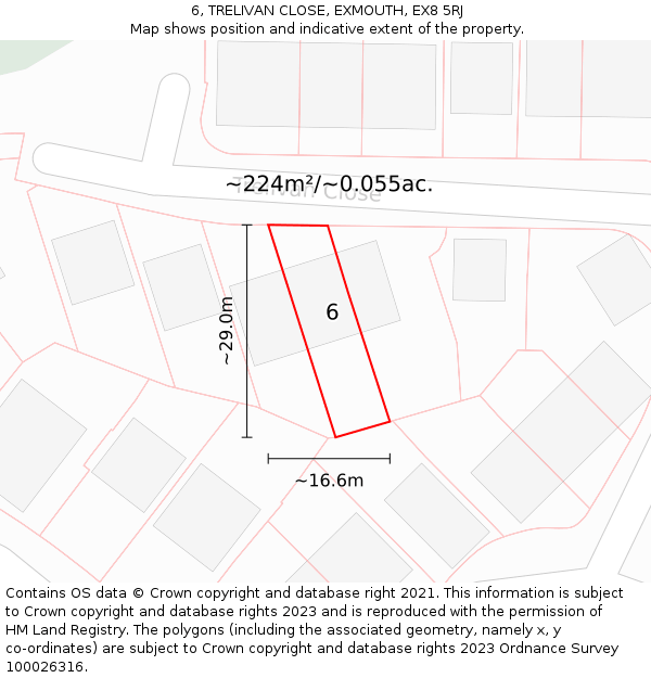 6, TRELIVAN CLOSE, EXMOUTH, EX8 5RJ: Plot and title map