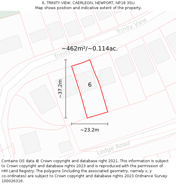 6, TRINITY VIEW, CAERLEON, NEWPORT, NP18 3SU: Plot and title map
