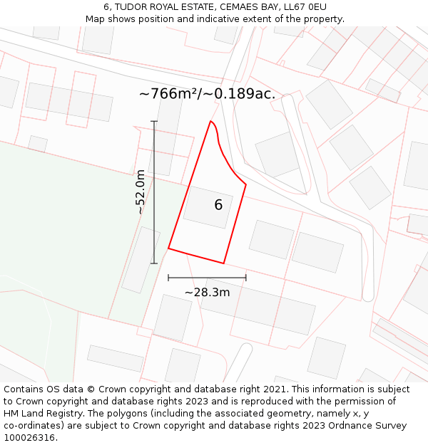 6, TUDOR ROYAL ESTATE, CEMAES BAY, LL67 0EU: Plot and title map