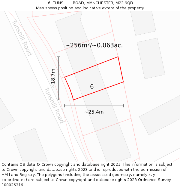 6, TUNSHILL ROAD, MANCHESTER, M23 9QB: Plot and title map