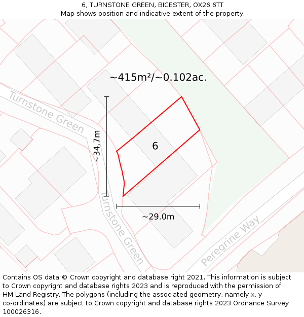 6, TURNSTONE GREEN, BICESTER, OX26 6TT: Plot and title map