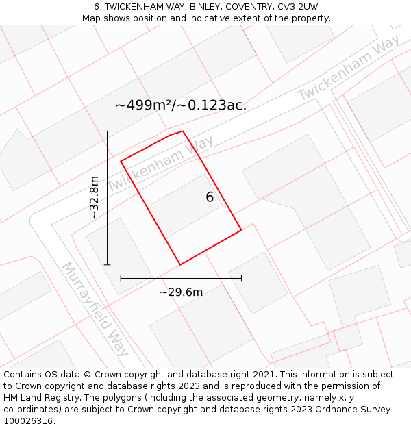 6, TWICKENHAM WAY, BINLEY, COVENTRY, CV3 2UW: Plot and title map