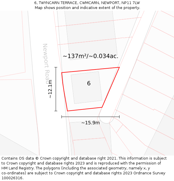 6, TWYNCARN TERRACE, CWMCARN, NEWPORT, NP11 7LW: Plot and title map