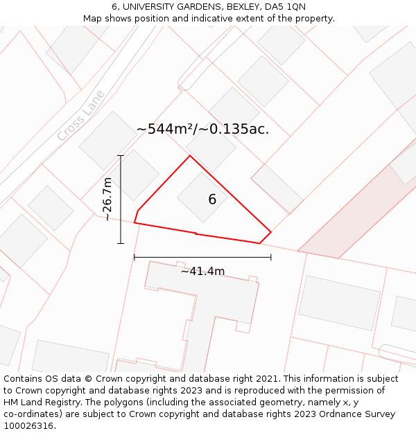 6, UNIVERSITY GARDENS, BEXLEY, DA5 1QN: Plot and title map
