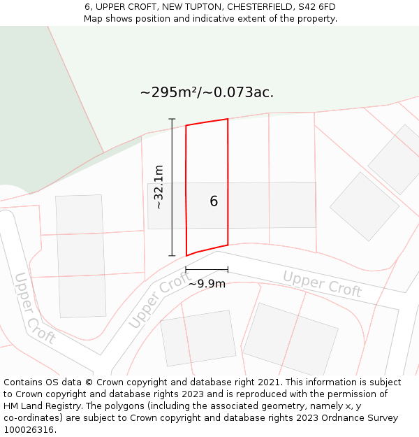 6, UPPER CROFT, NEW TUPTON, CHESTERFIELD, S42 6FD: Plot and title map