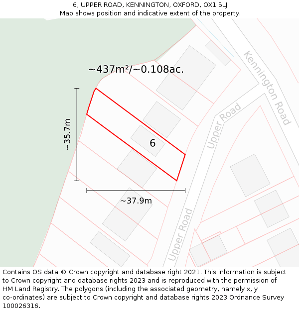 6, UPPER ROAD, KENNINGTON, OXFORD, OX1 5LJ: Plot and title map