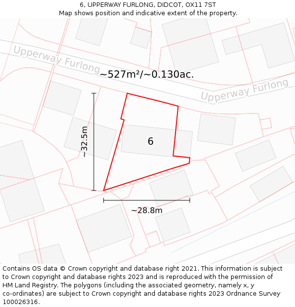 6, UPPERWAY FURLONG, DIDCOT, OX11 7ST: Plot and title map