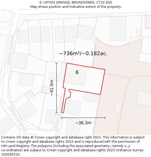 6, UPTON GRANGE, BROADSTAIRS, CT10 2NS: Plot and title map