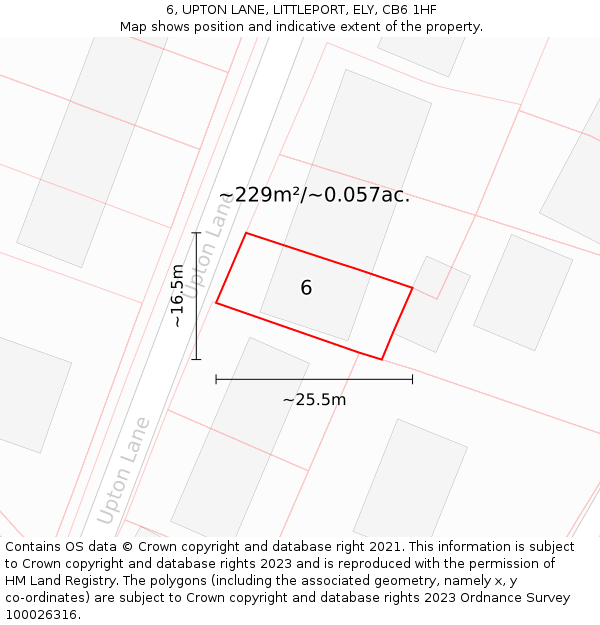 6, UPTON LANE, LITTLEPORT, ELY, CB6 1HF: Plot and title map