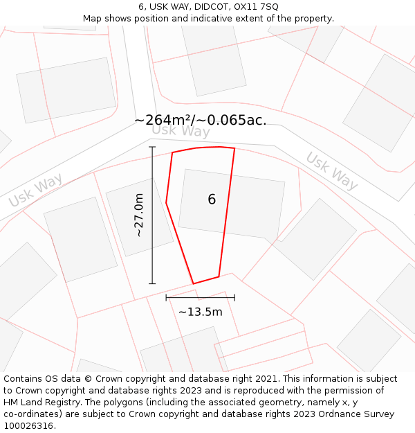 6, USK WAY, DIDCOT, OX11 7SQ: Plot and title map