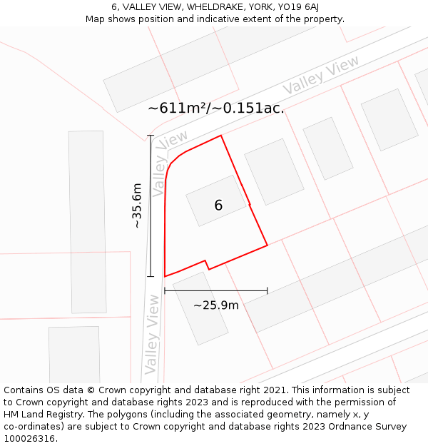 6, VALLEY VIEW, WHELDRAKE, YORK, YO19 6AJ: Plot and title map