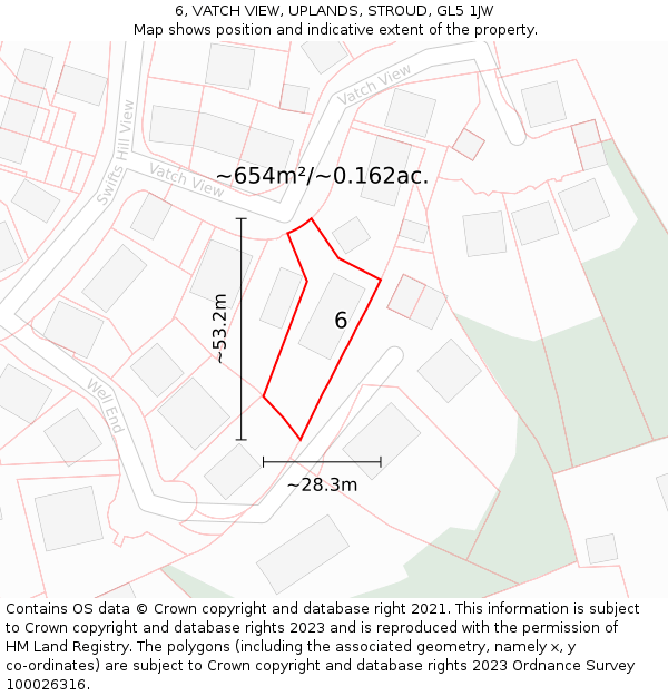 6, VATCH VIEW, UPLANDS, STROUD, GL5 1JW: Plot and title map