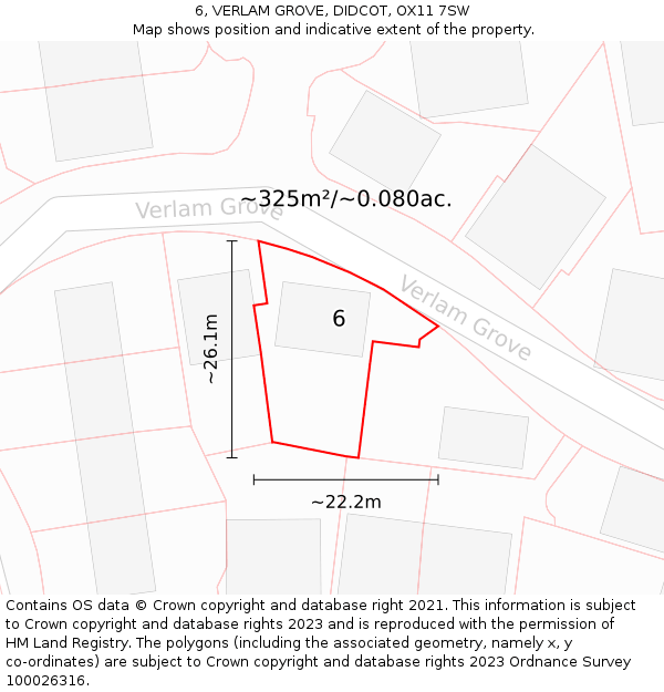 6, VERLAM GROVE, DIDCOT, OX11 7SW: Plot and title map