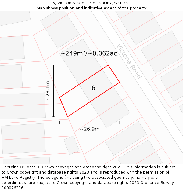 6, VICTORIA ROAD, SALISBURY, SP1 3NG: Plot and title map
