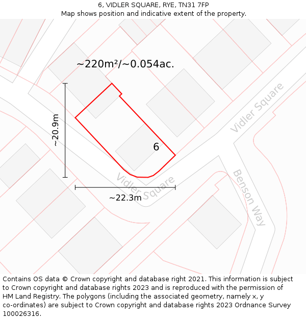 6, VIDLER SQUARE, RYE, TN31 7FP: Plot and title map