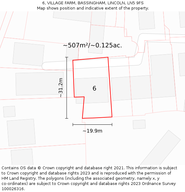 6, VILLAGE FARM, BASSINGHAM, LINCOLN, LN5 9FS: Plot and title map