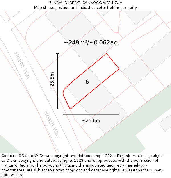 6, VIVALDI DRIVE, CANNOCK, WS11 7UA: Plot and title map