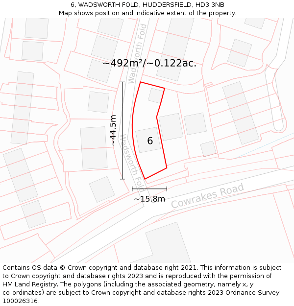 6, WADSWORTH FOLD, HUDDERSFIELD, HD3 3NB: Plot and title map