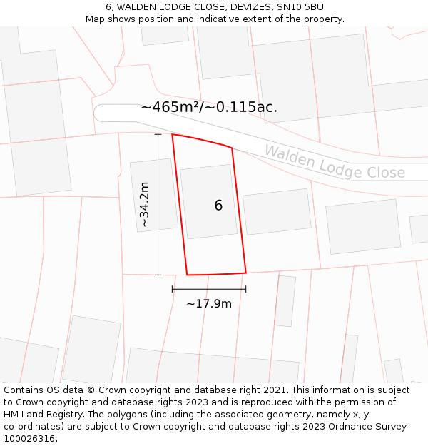 6, WALDEN LODGE CLOSE, DEVIZES, SN10 5BU: Plot and title map