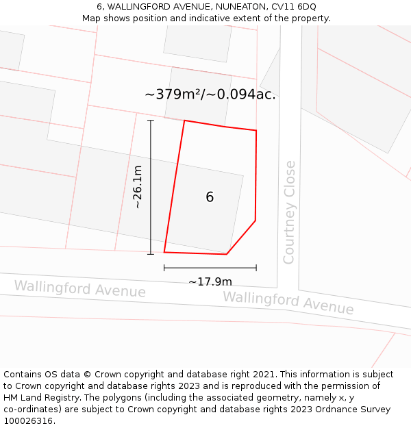 6, WALLINGFORD AVENUE, NUNEATON, CV11 6DQ: Plot and title map