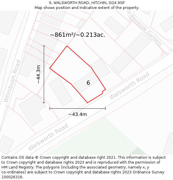 6, WALSWORTH ROAD, HITCHIN, SG4 9SP: Plot and title map