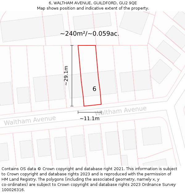 6, WALTHAM AVENUE, GUILDFORD, GU2 9QE: Plot and title map