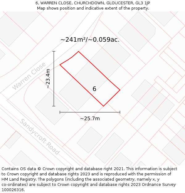 6, WARREN CLOSE, CHURCHDOWN, GLOUCESTER, GL3 1JP: Plot and title map