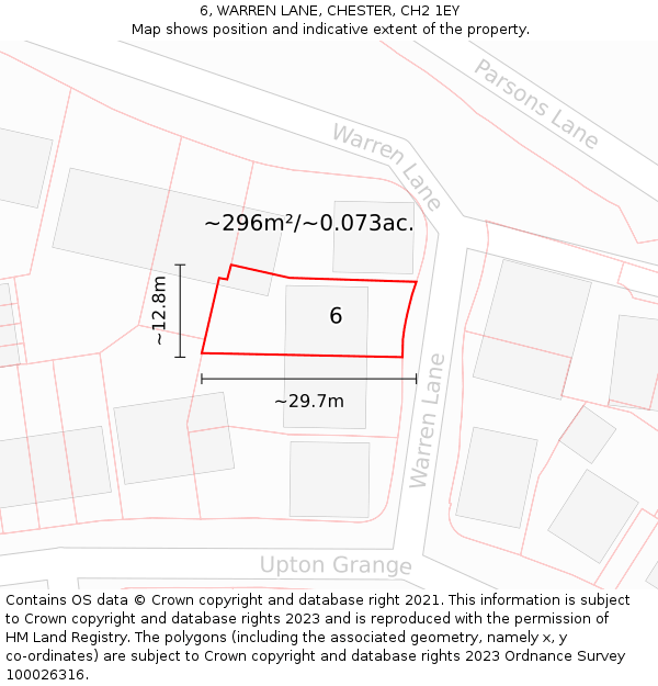 6, WARREN LANE, CHESTER, CH2 1EY: Plot and title map