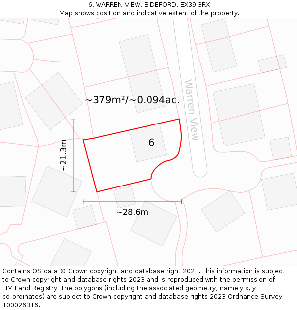 6, WARREN VIEW, BIDEFORD, EX39 3RX: Plot and title map