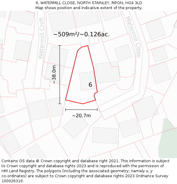 6, WATERMILL CLOSE, NORTH STAINLEY, RIPON, HG4 3LD: Plot and title map