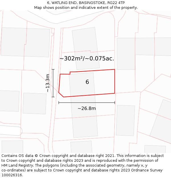 6, WATLING END, BASINGSTOKE, RG22 4TP: Plot and title map