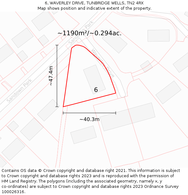 6, WAVERLEY DRIVE, TUNBRIDGE WELLS, TN2 4RX: Plot and title map