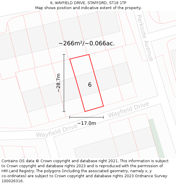 6, WAYFIELD DRIVE, STAFFORD, ST16 1TP: Plot and title map