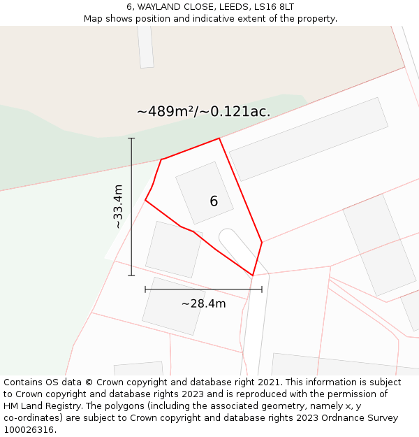 6, WAYLAND CLOSE, LEEDS, LS16 8LT: Plot and title map