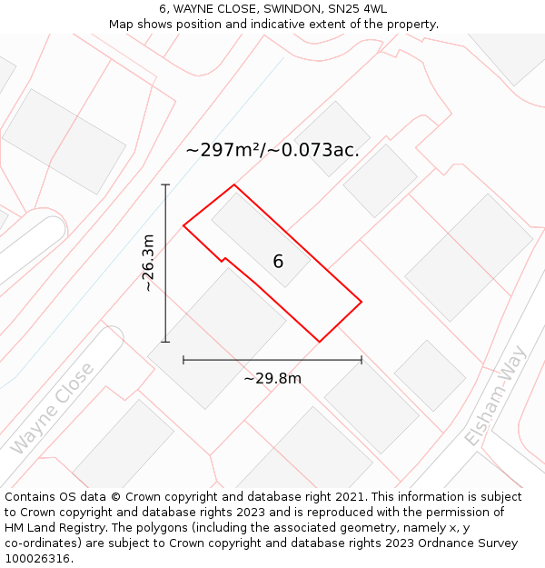 6, WAYNE CLOSE, SWINDON, SN25 4WL: Plot and title map