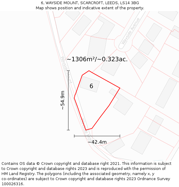 6, WAYSIDE MOUNT, SCARCROFT, LEEDS, LS14 3BG: Plot and title map