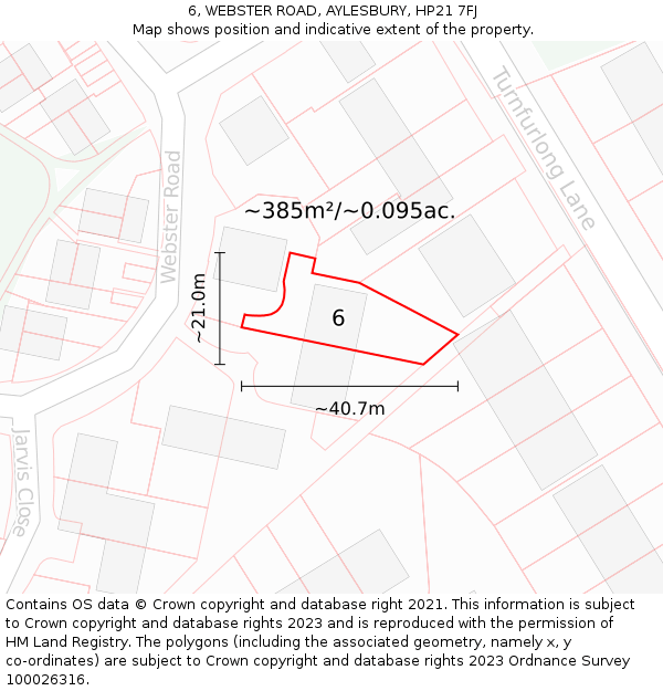 6, WEBSTER ROAD, AYLESBURY, HP21 7FJ: Plot and title map