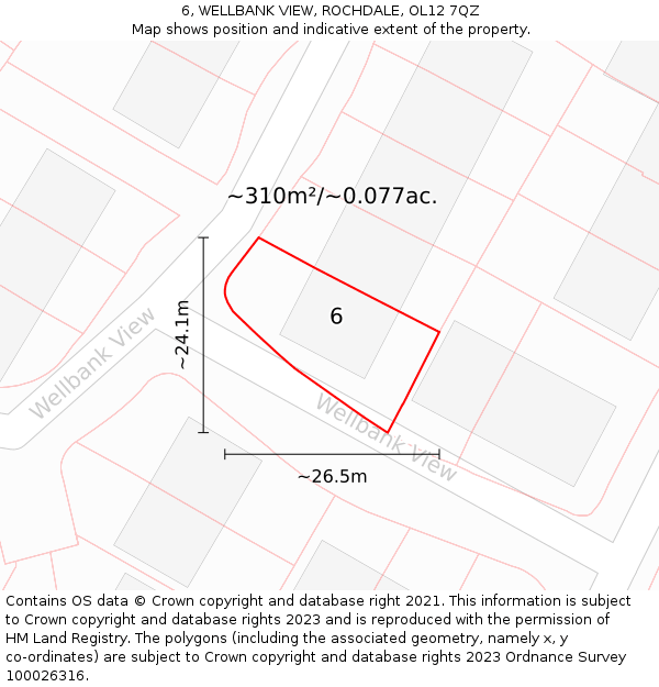 6, WELLBANK VIEW, ROCHDALE, OL12 7QZ: Plot and title map