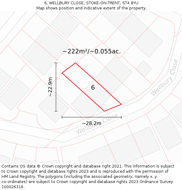 6, WELLBURY CLOSE, STOKE-ON-TRENT, ST4 8YU: Plot and title map